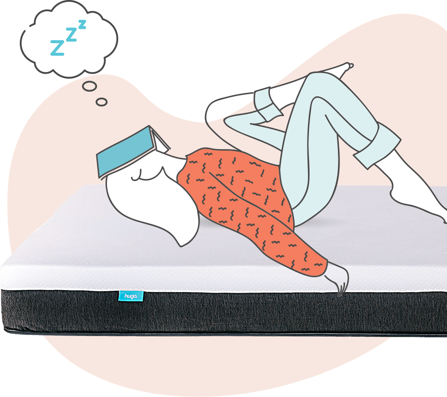 Cartoon women sleeping on a mattress